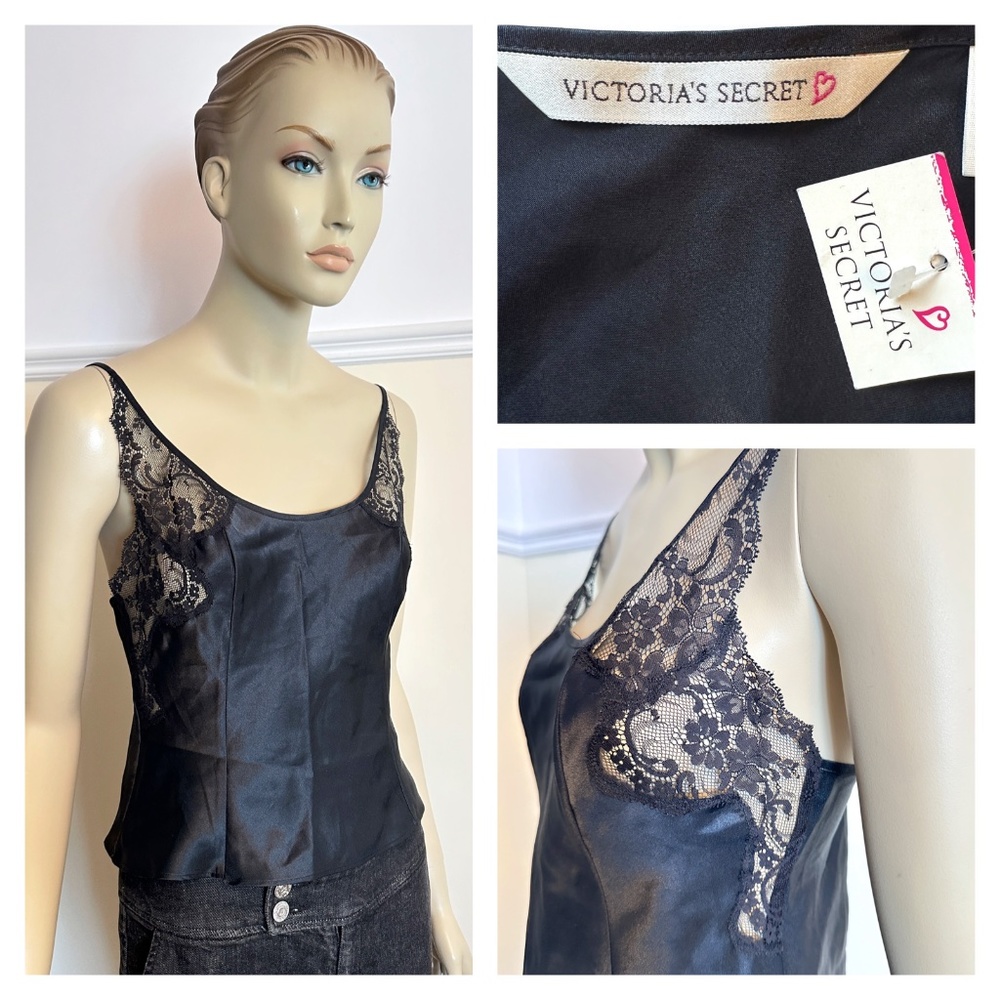 Victoria's Secret black satin lace camisole